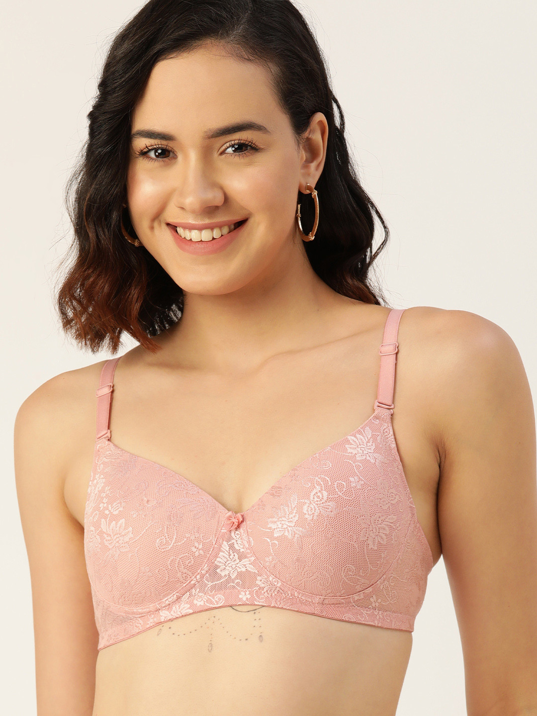 

DressBerry Medium Coverage Lightly Padded T-shirt Bra, Pink