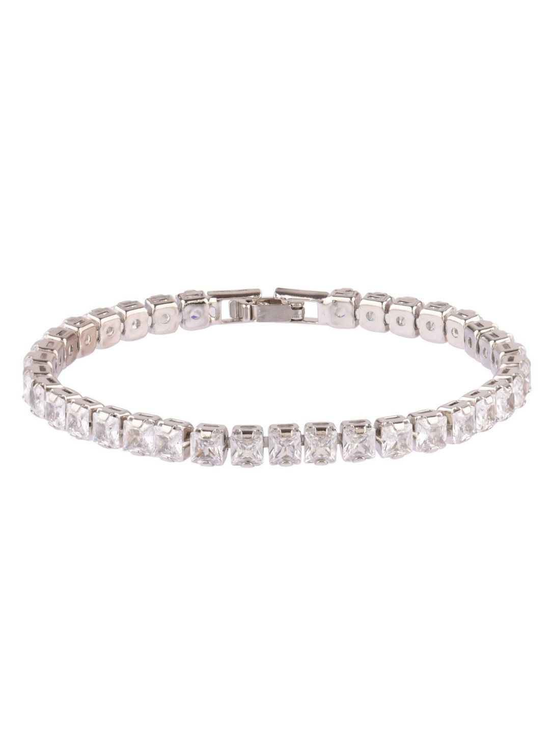 

Efulgenz Women Silver-Toned Crystals Antique Rhodium-Plated Charm Bracelet