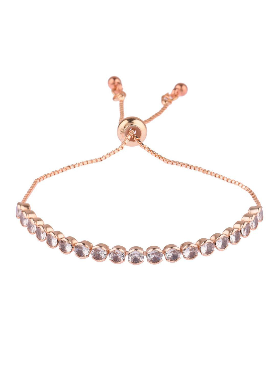 

Efulgenz Women Gold-Toned & Rose Gold Crystals Antique Gold-Plated Charm Bracelet