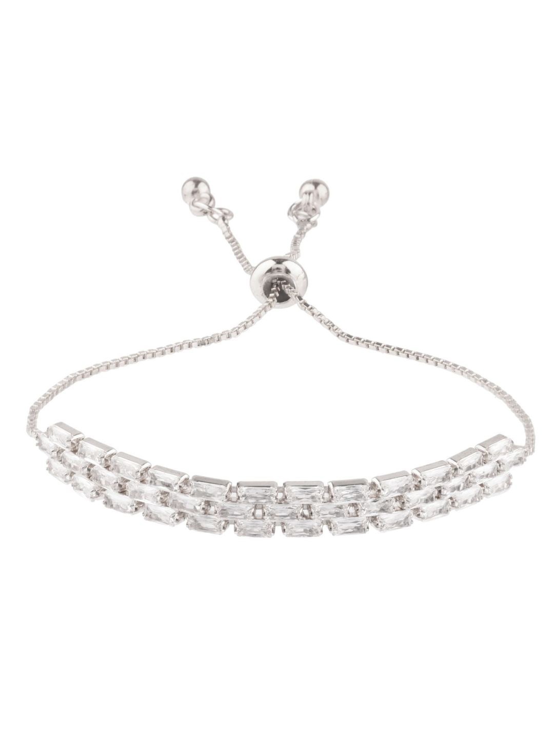 

Efulgenz Women Silver-Toned & White Crystals Antique Rhodium-Plated Charm Bracelet
