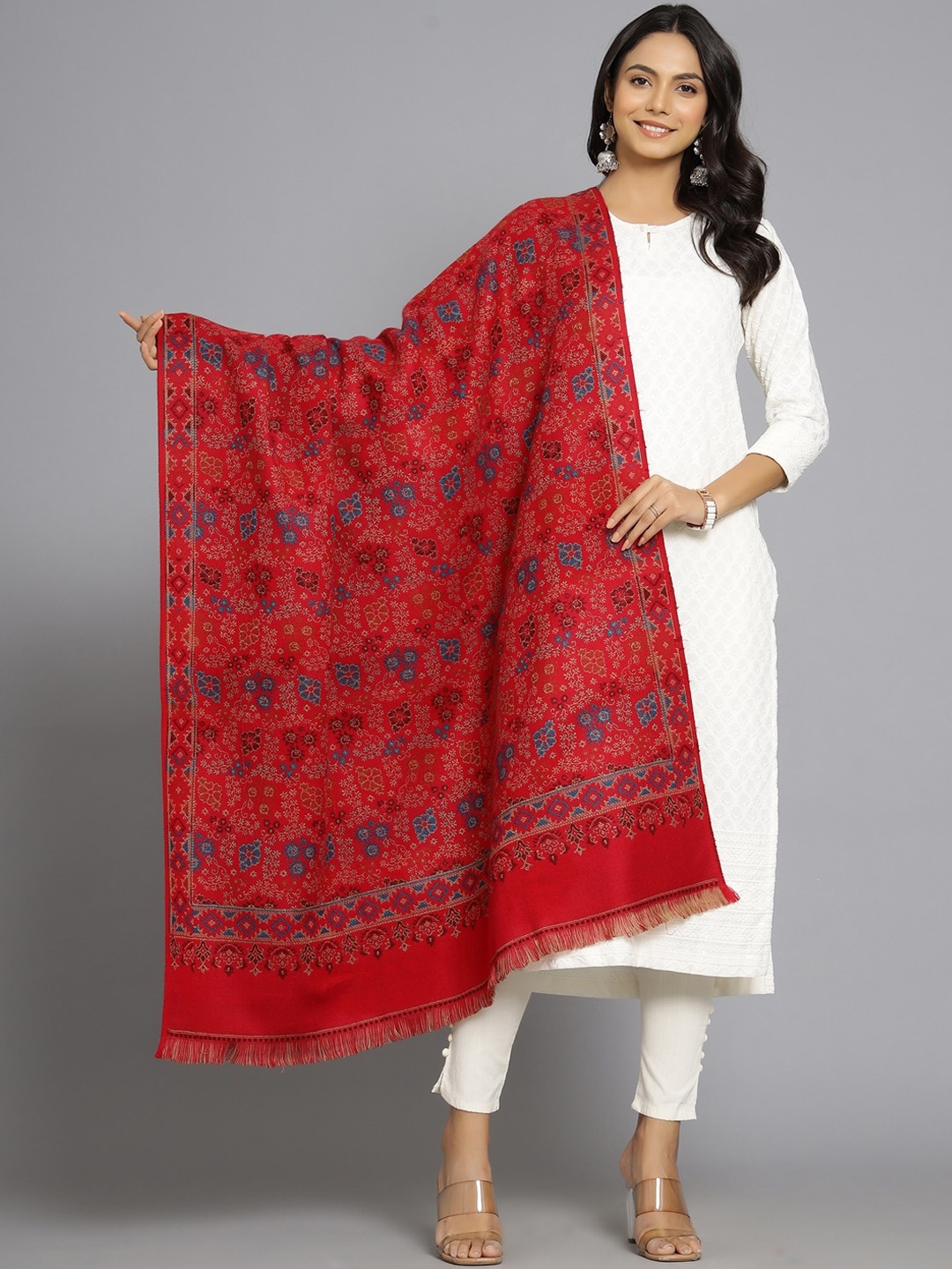 

HANDICRAFT PALACE Women Pink Woven Design Shawl