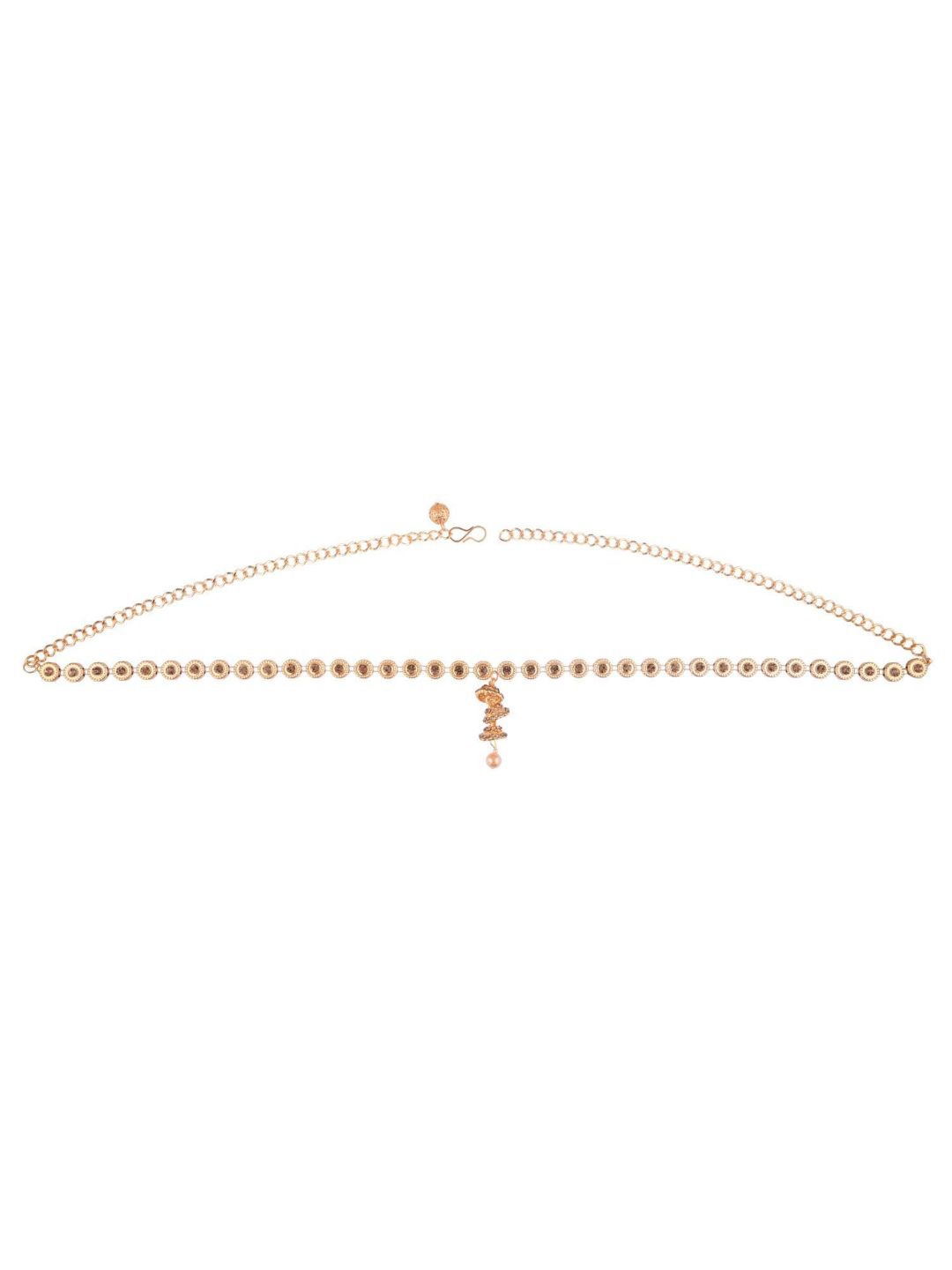 

Efulgenz Gold-Toned & Brown CZ Studded & Beaded Kamarband