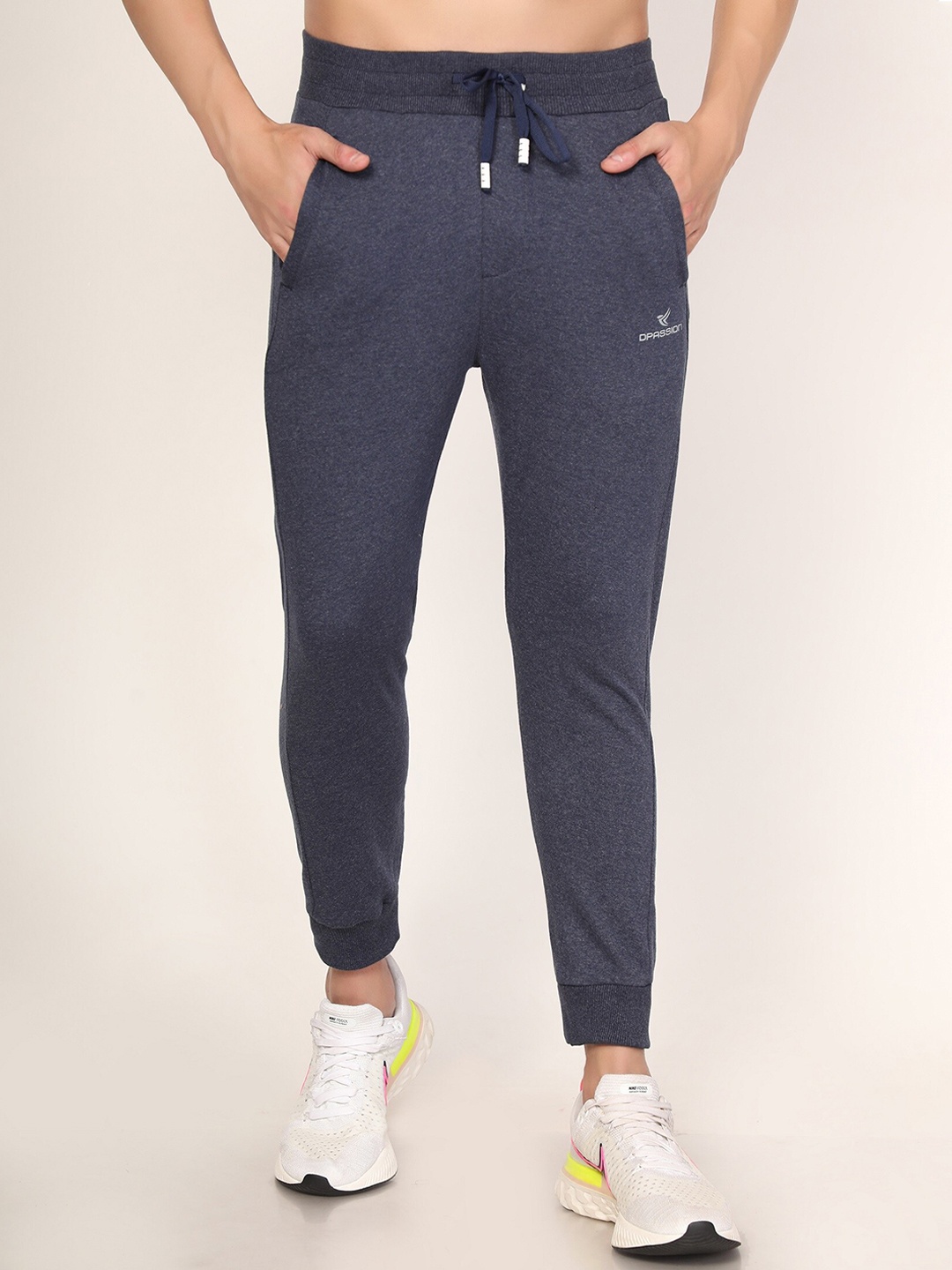 Dpassion Men Navy Blue Solid Cotton Joggers