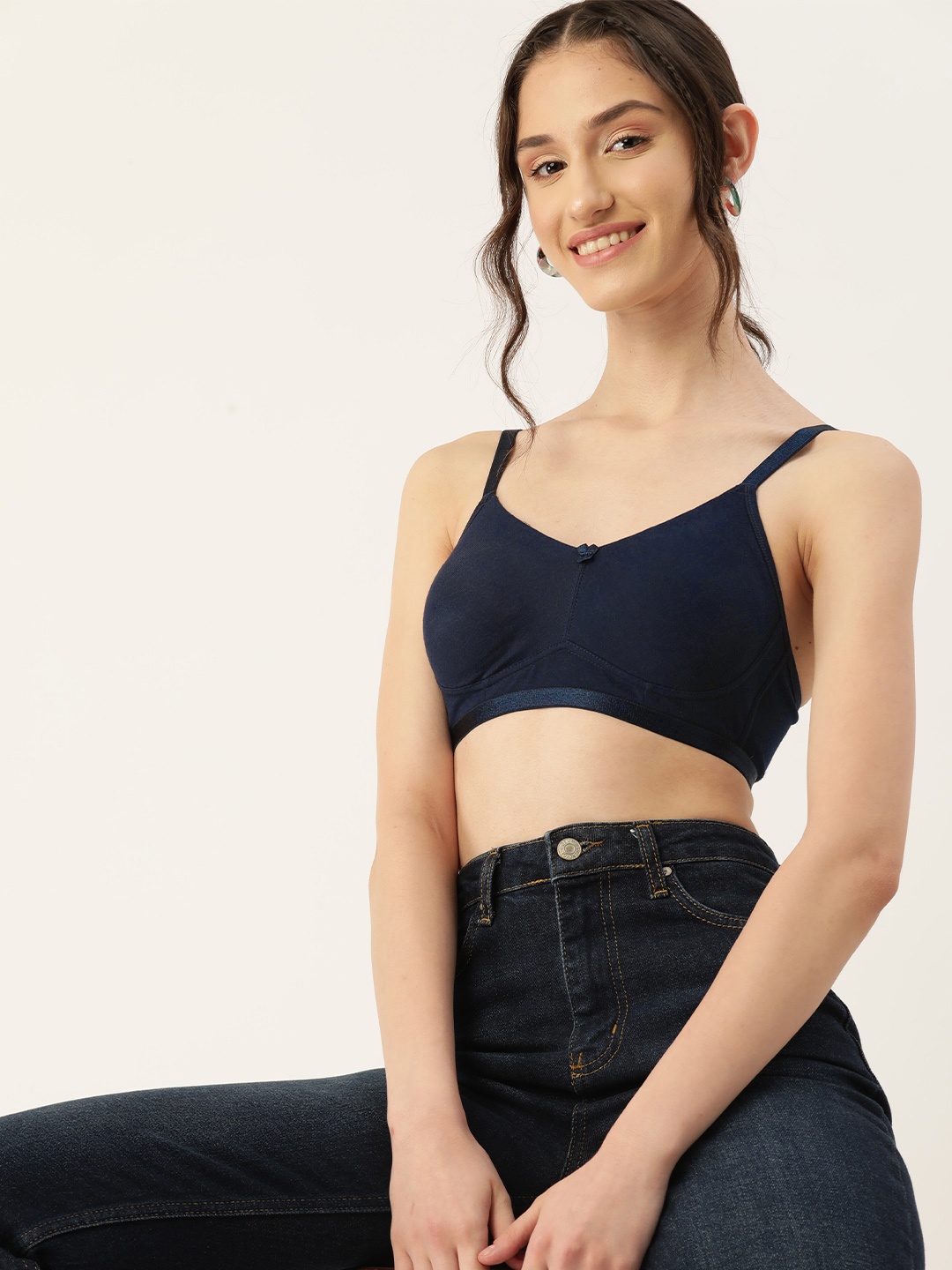 

DressBerry Non-Padded Non Wired Everyday Bra, Navy blue