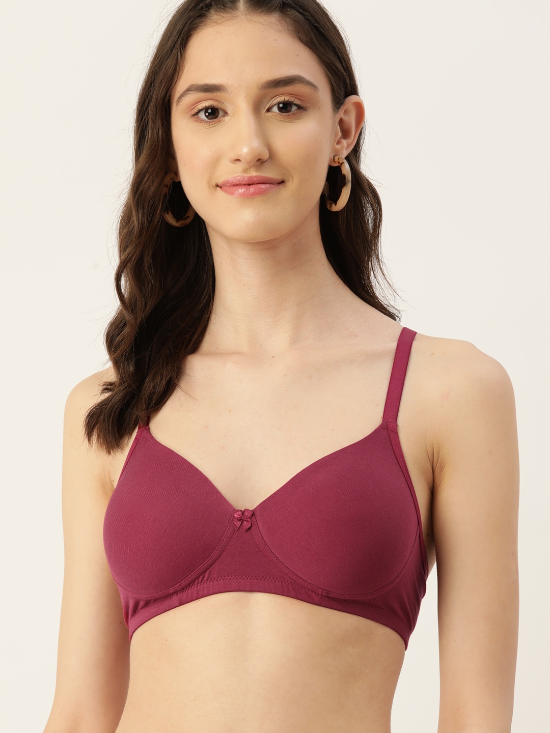 

DressBerry Medium Coverage Lightly Padded T-Shirt Bra, Maroon