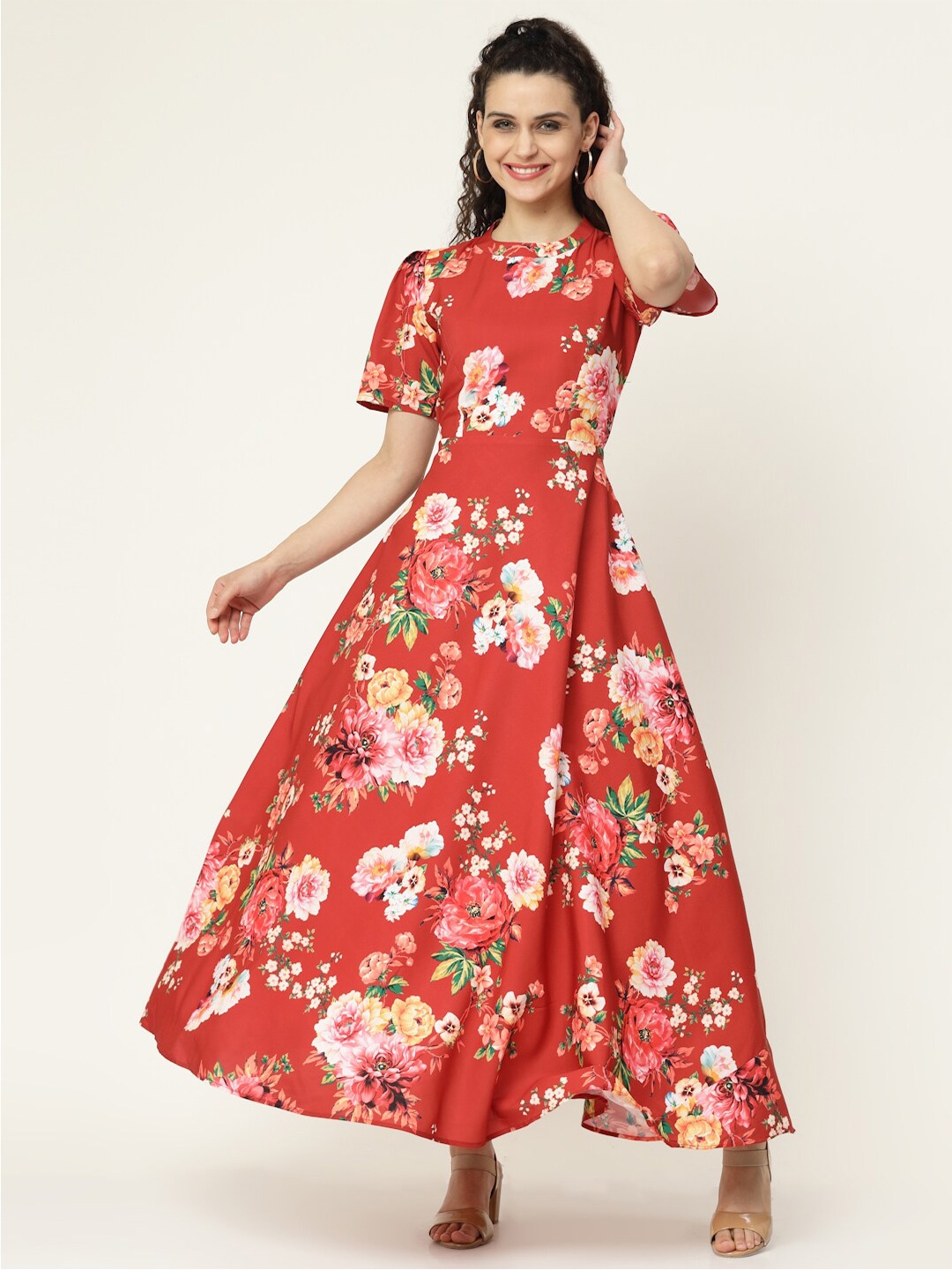 

MISS AYSE Women Maroon Floral Maxi Dress