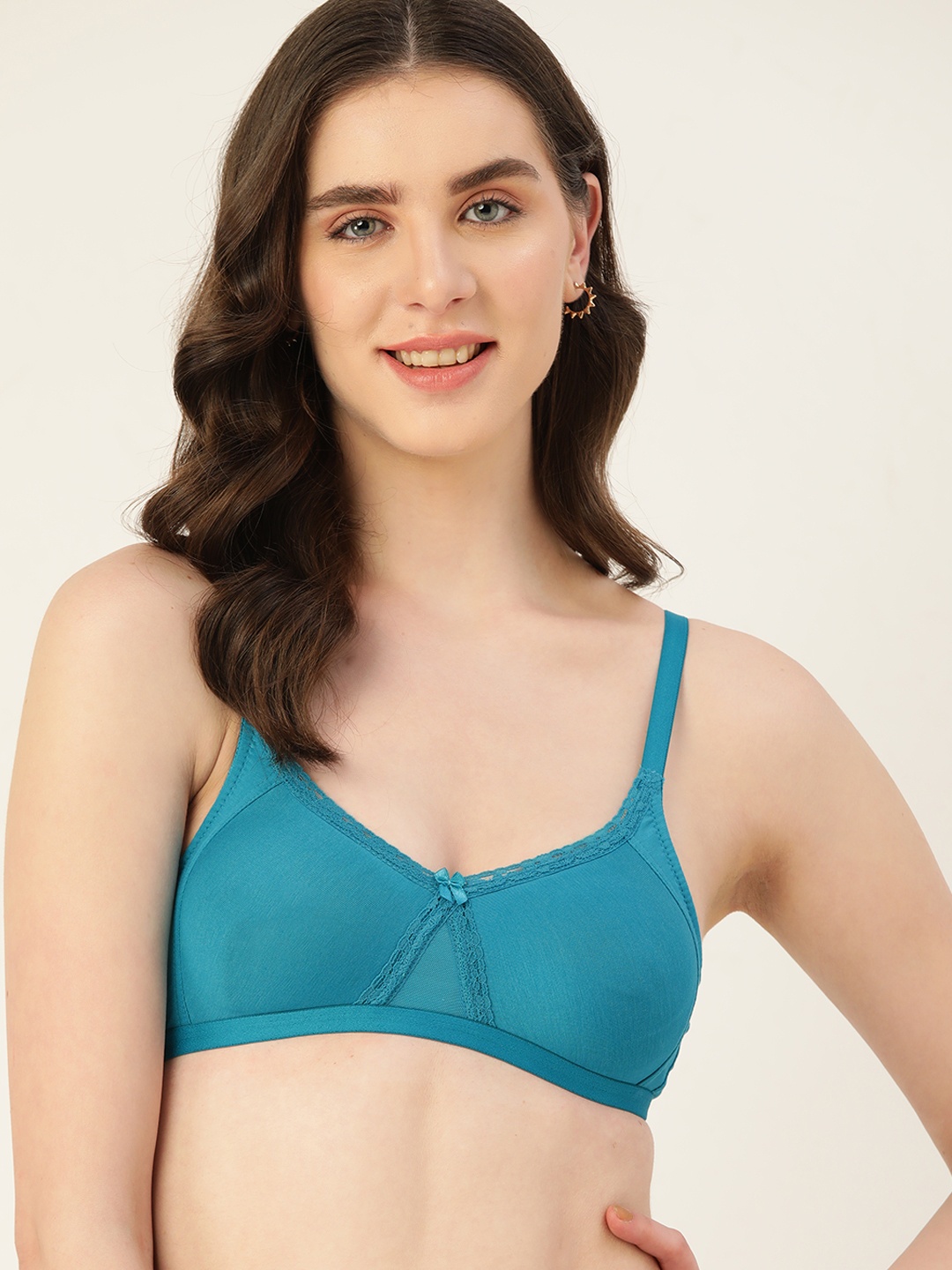 

DressBerry Non Padded Lace Detailed Bra, Teal