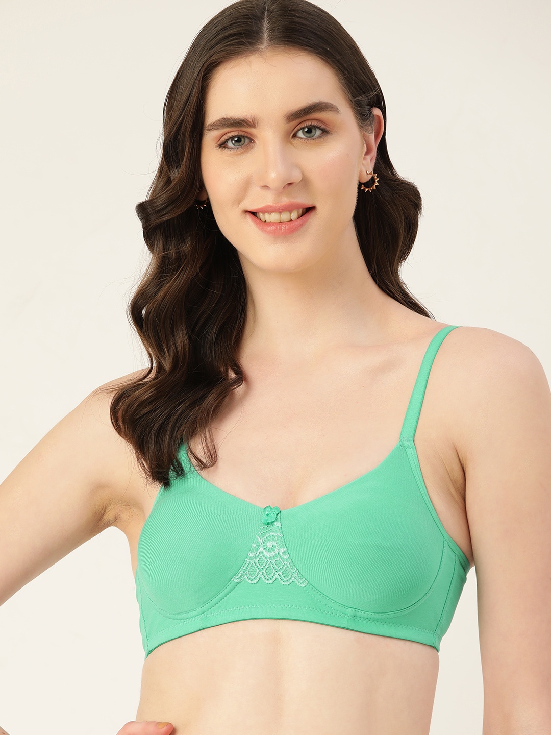 

DressBerry Lace Detail T-shirt Bra, Green