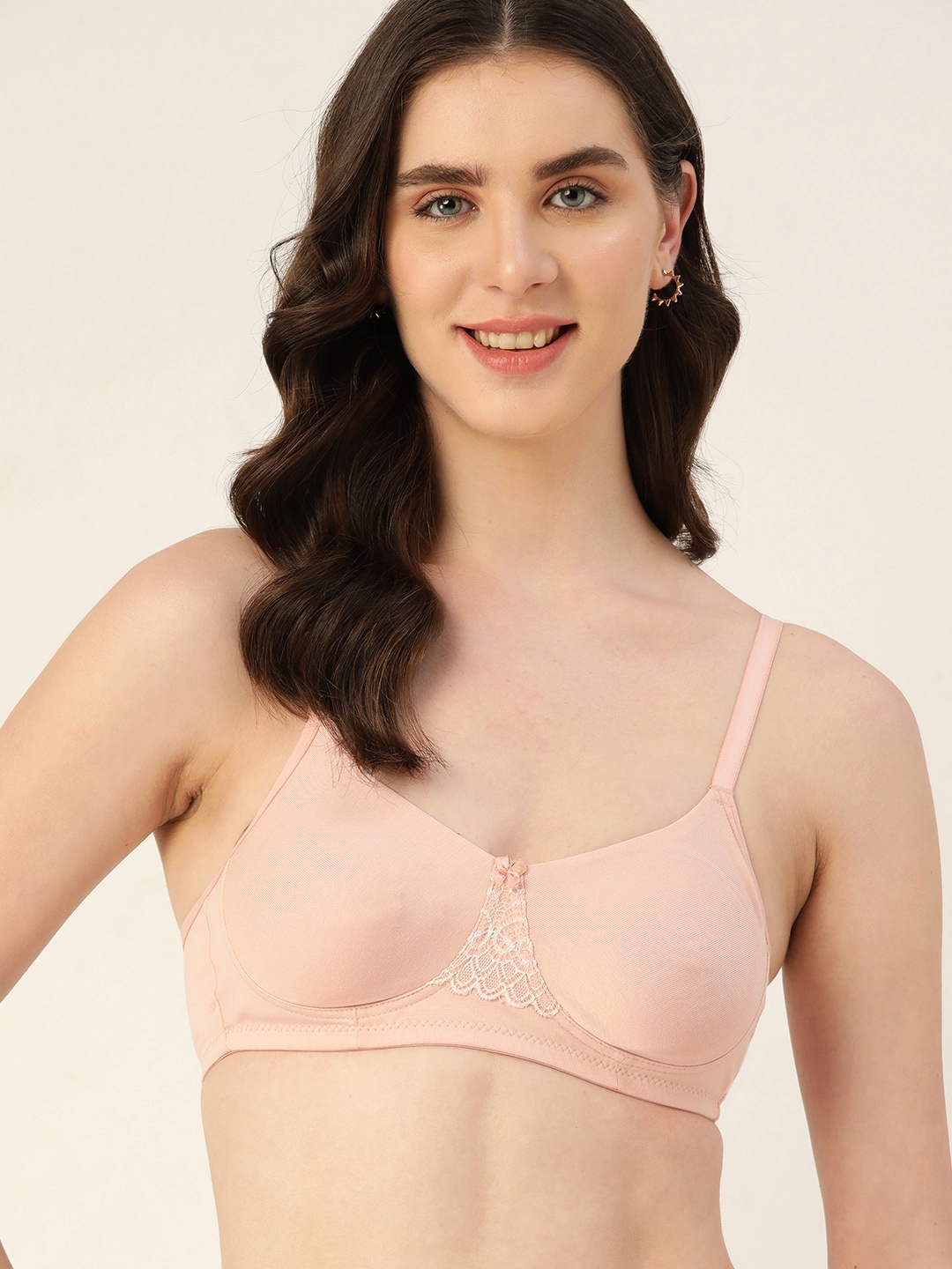 

DressBerry Lace Detail T-shirt Bra, Peach