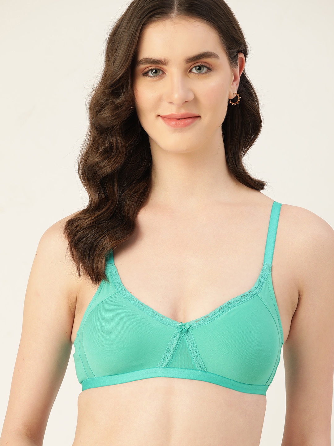 

DressBerry Non Padded Lace Detailed Bra, Green