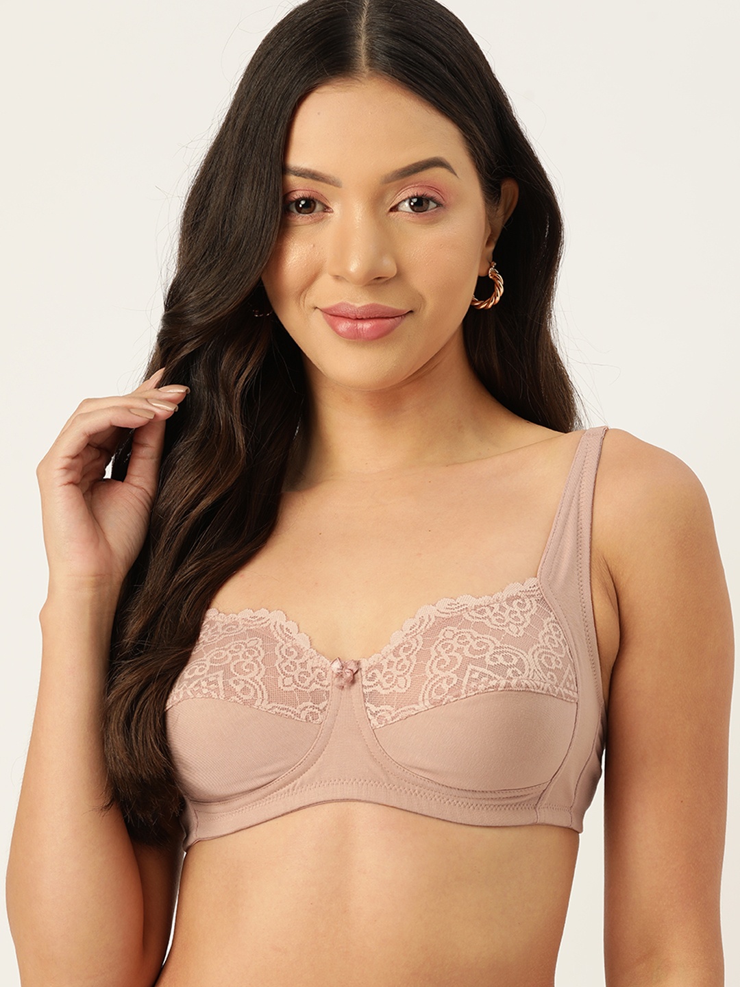 

DressBerry Lace Floral Medium Coverage Lightly Padded Bra, Nude