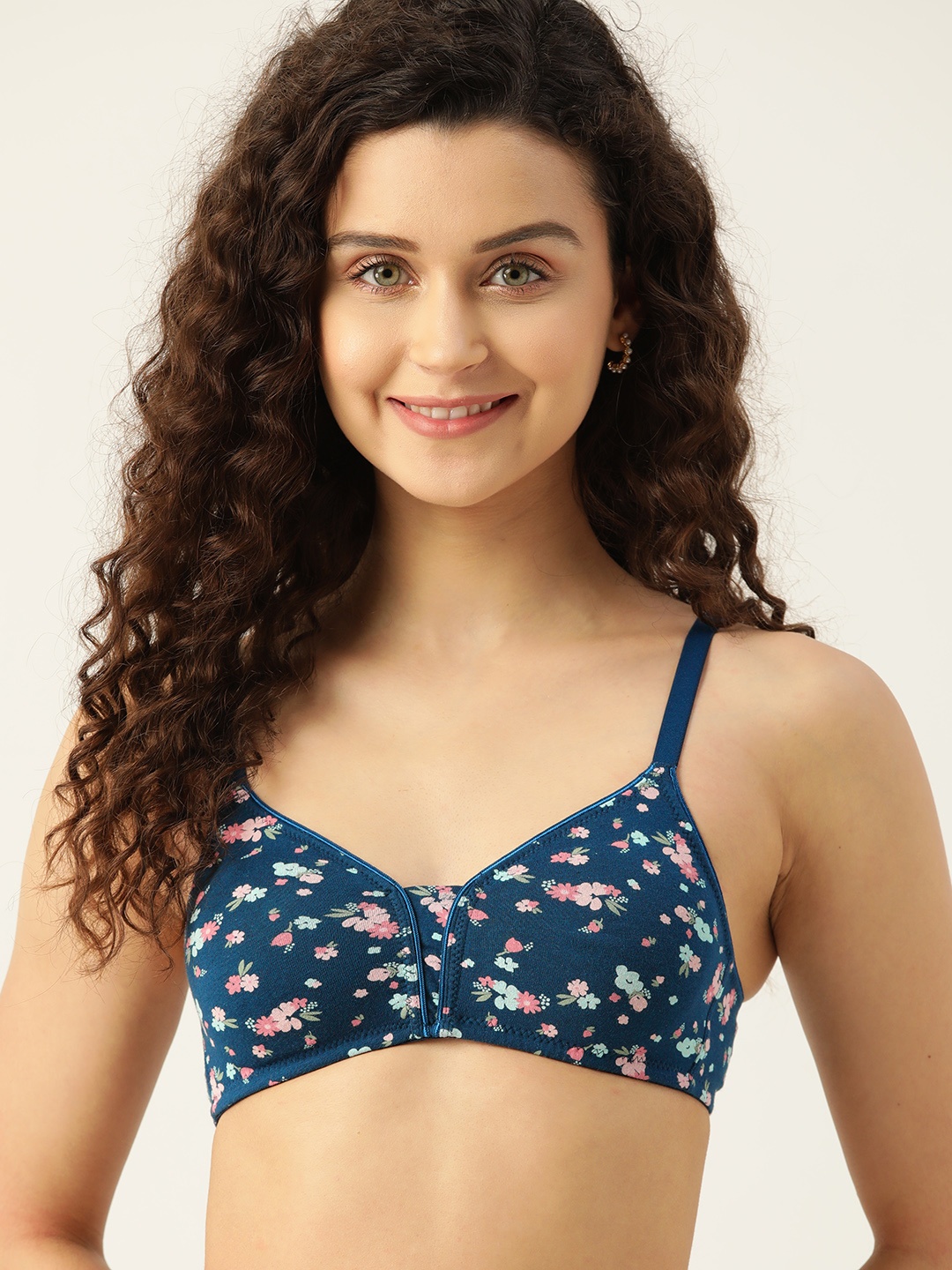 

DressBerry Floral Printed T-shirt Bra, Navy blue