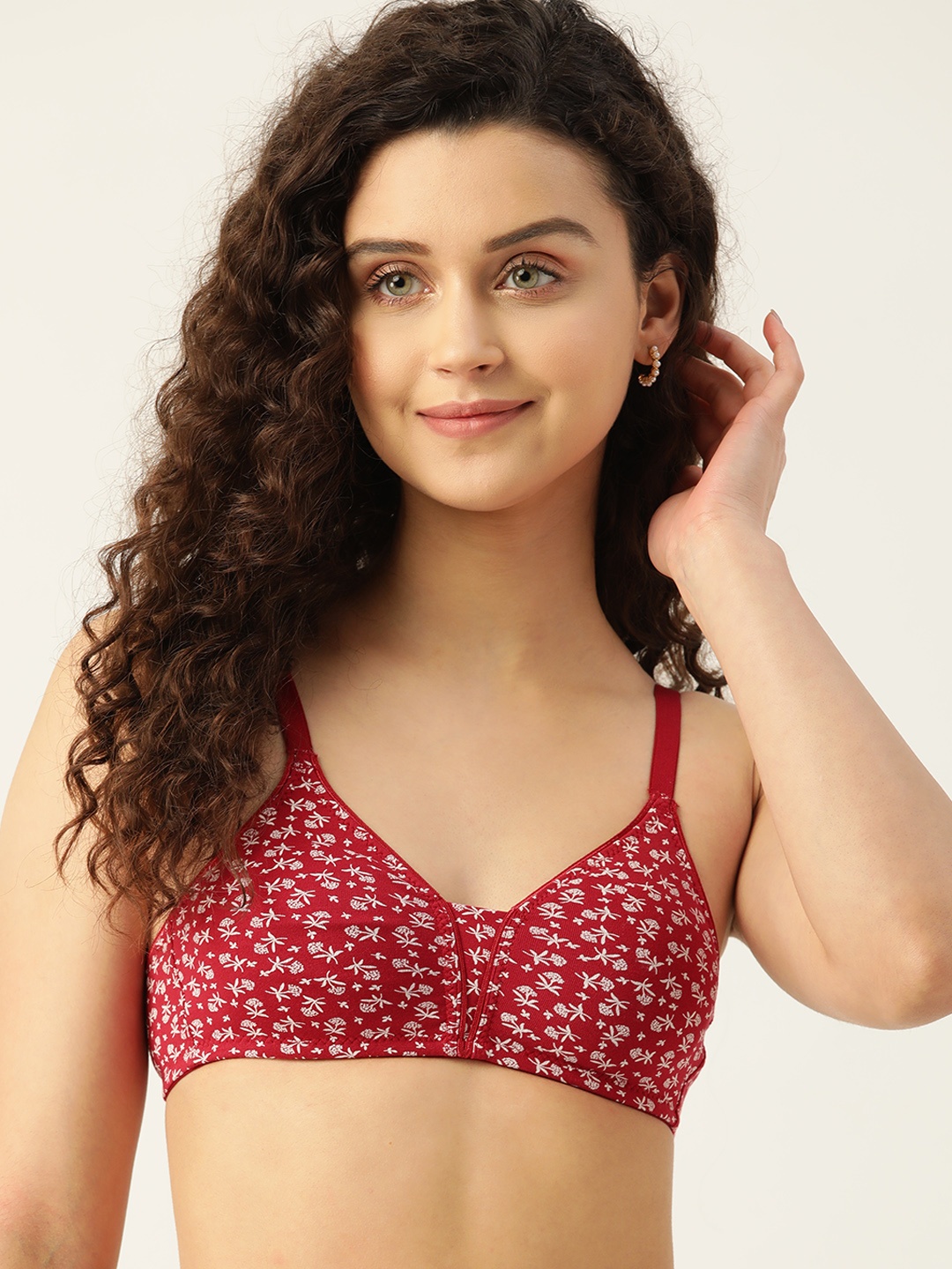 

DressBerry Floral Printed T-shirt Bra, Red