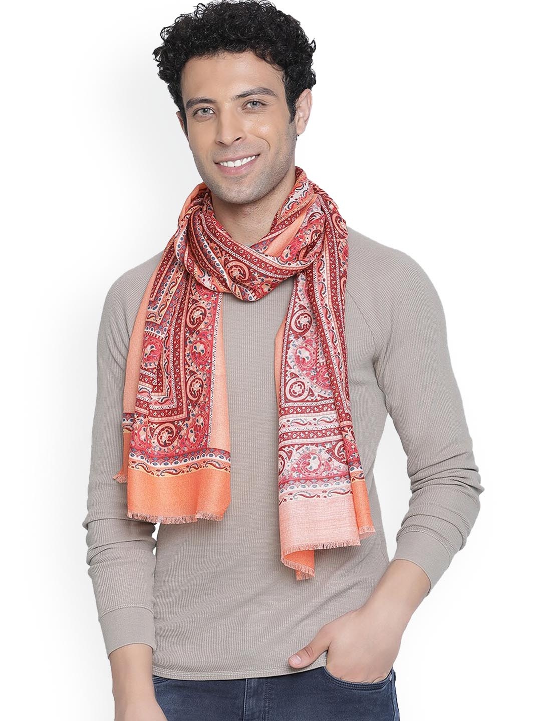 

SHINGORA Men Peach Printed Muffler