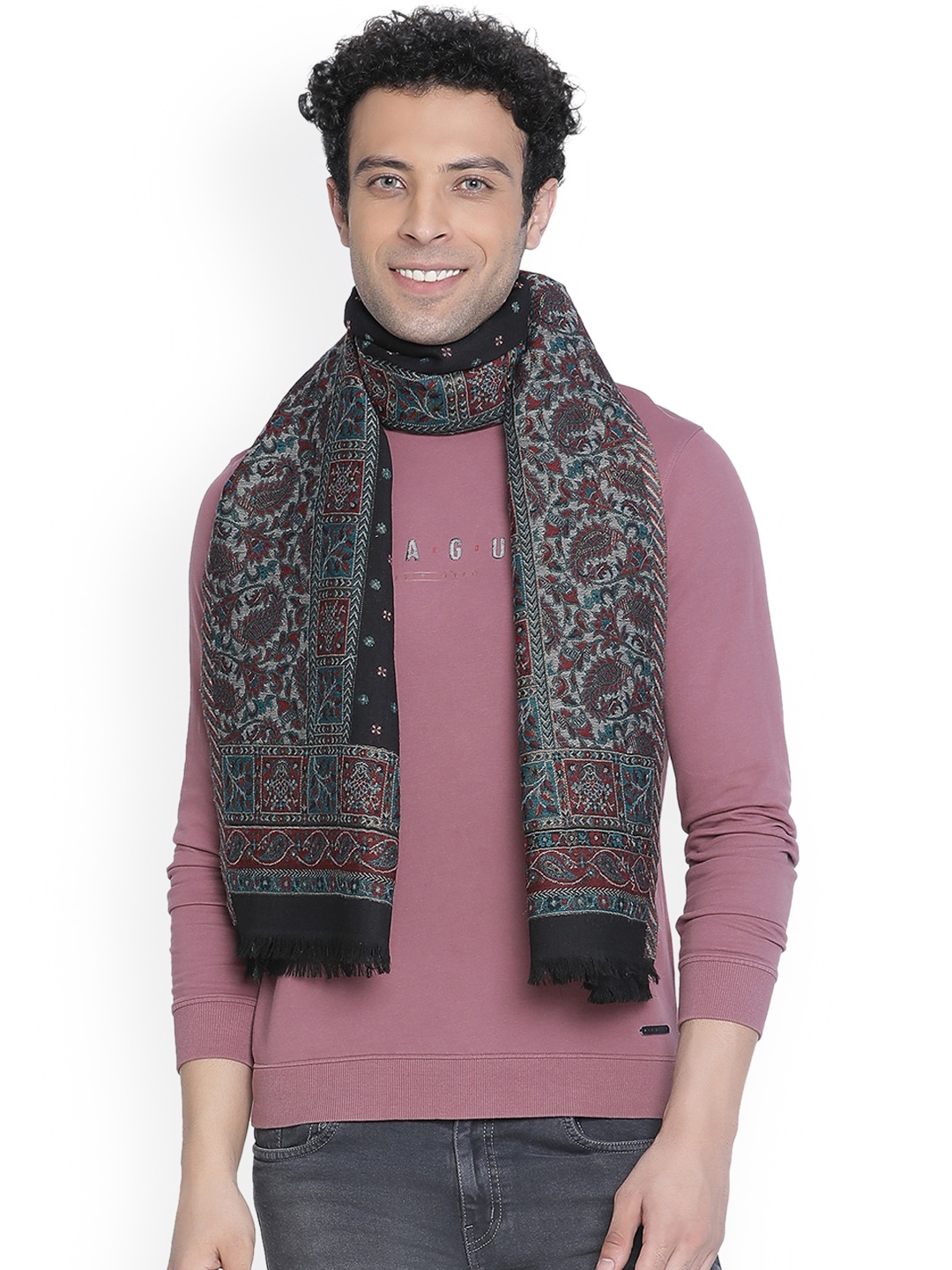 

SHINGORA Men Black & Red Printed Muffler