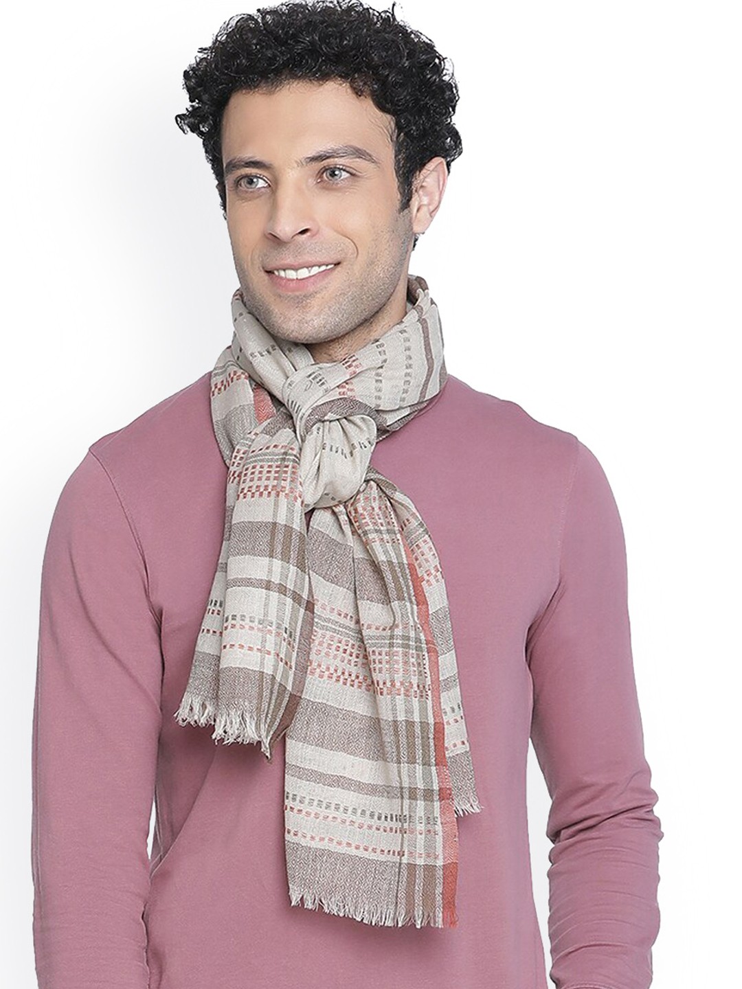 

SHINGORA Men Off White Printed Woolen Mufflers