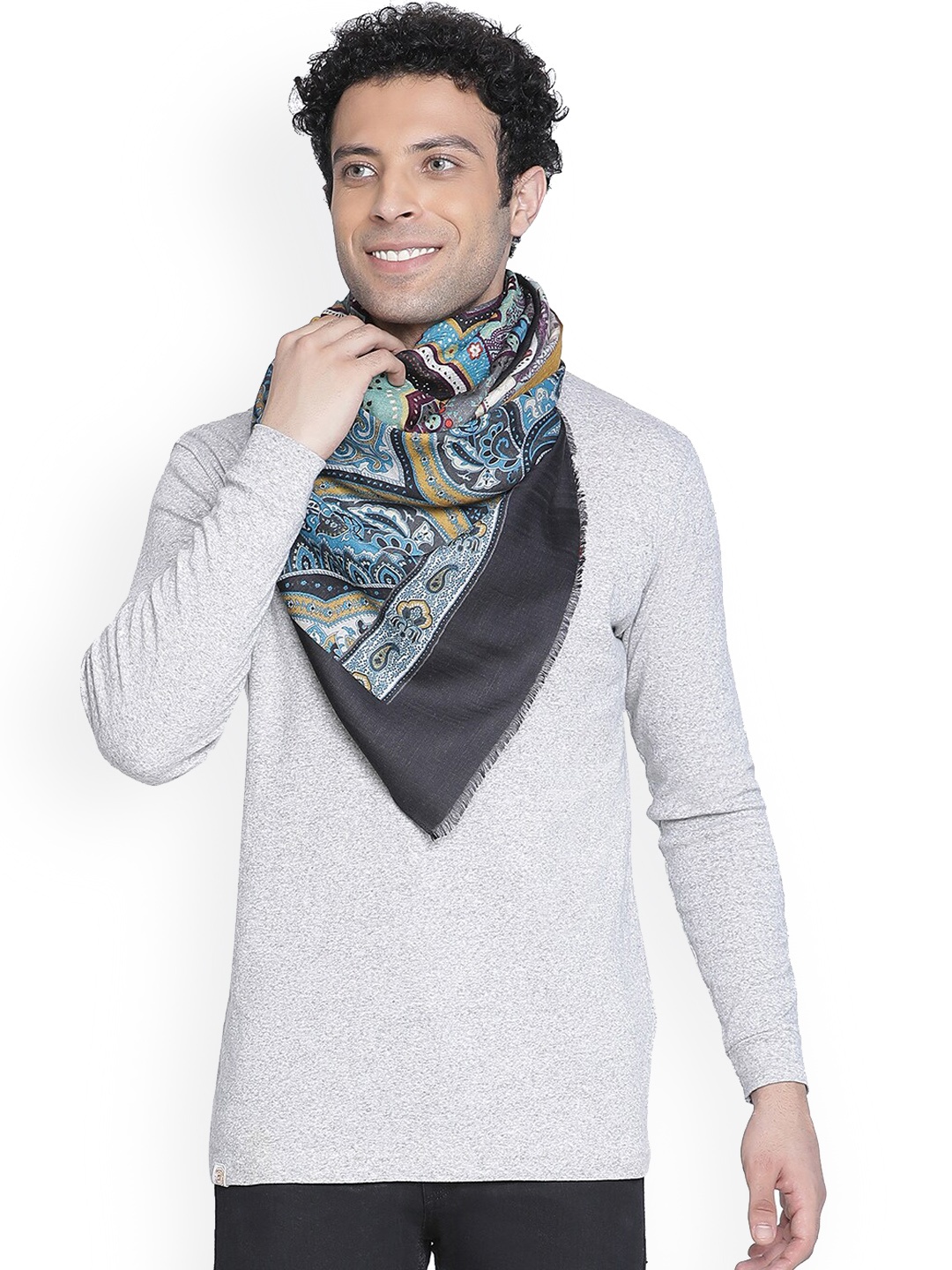

SHINGORA Men Black & Blue Printed Mufflers