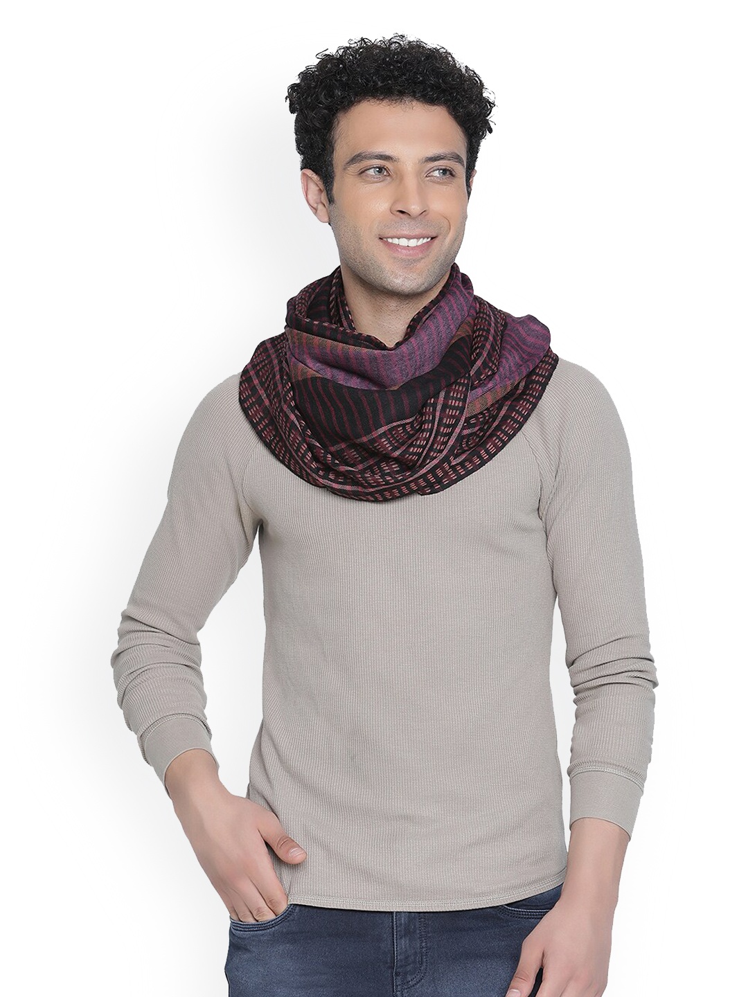 

SHINGORA Men Fuchsia Pink Striped Woolen Mufflers
