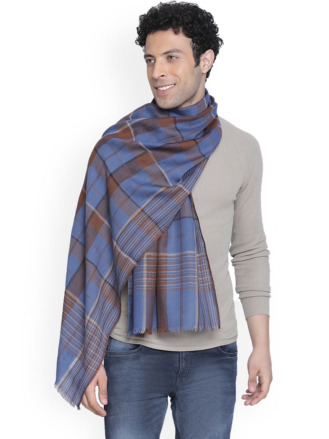 

SHINGORA Men Blue Printed Mufflers