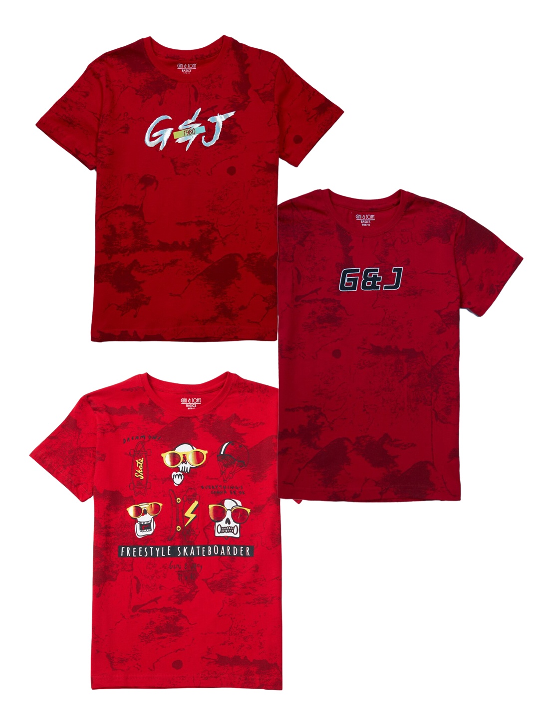 

Gini and Jony Pack Of 3 Boys Red Printed Cotton T-shirt