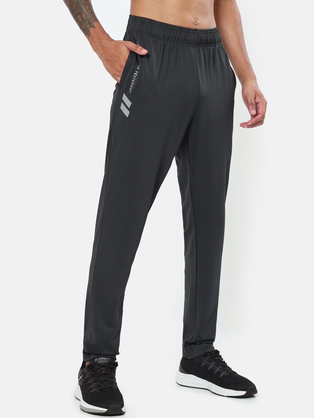 

Cultsport Men Placement Print Performance Track Pants, Grey