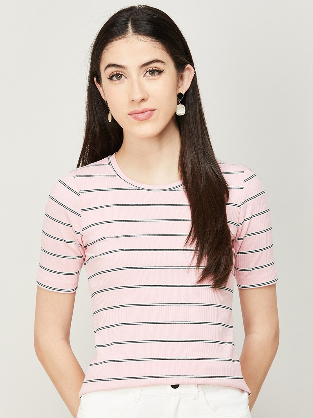 

CODE by Lifestyle Pink & Grey Striped Top