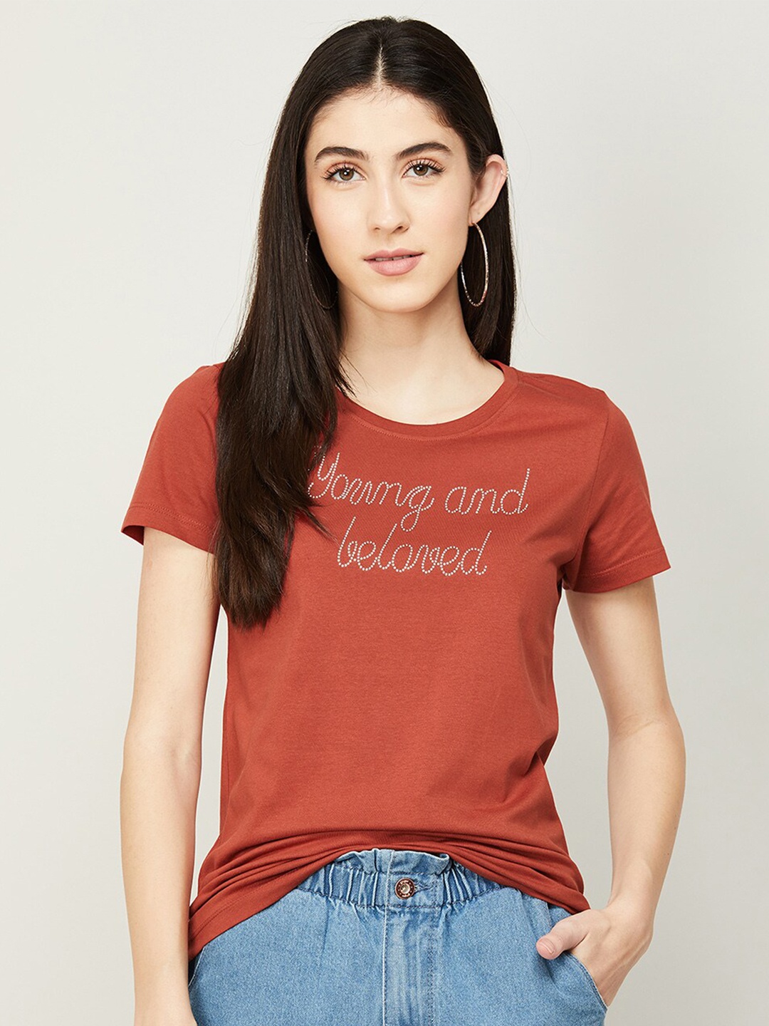 

Fame Forever by Lifestyle Women Brown Typography Printed T-shirt