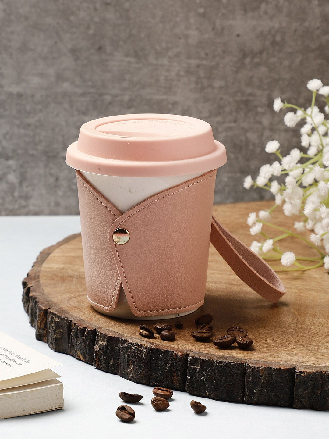 

OddCroft Pink & White Solid Ceramic Matte Travel Cup 300ML
