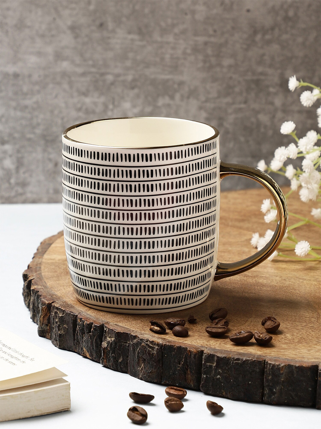 

OddCroft White & Blue Printed Ceramic Glossy Cup 350 ml