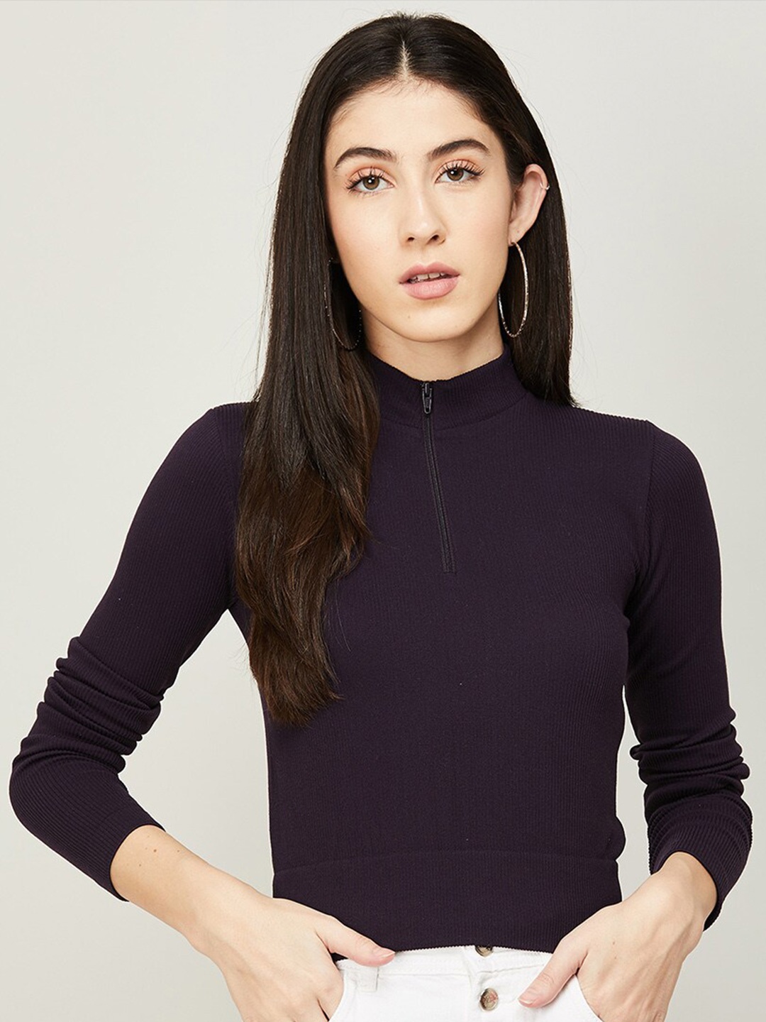 

Ginger by Lifestyle Purple Solid Nylon Top