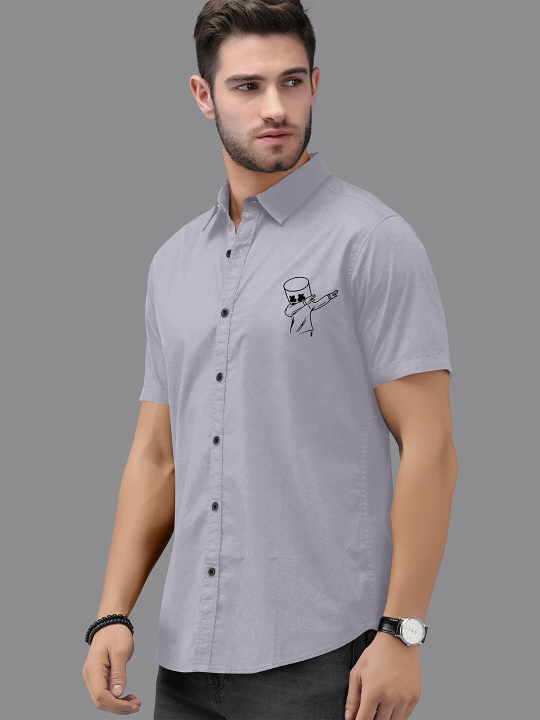 

Fashion FRICKS Men Grey Classic Casual Shirt