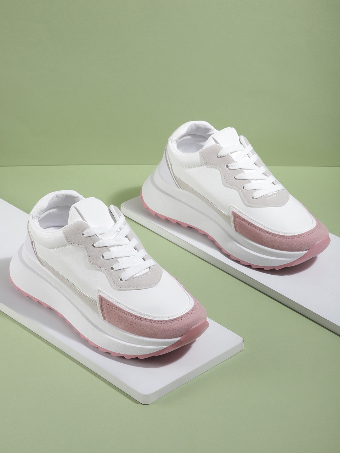 

Mast & Harbour Women Colourblocked Sneakers, White
