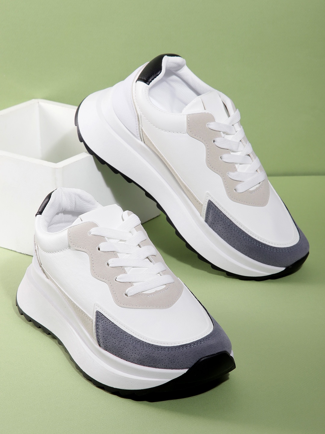 

Mast & Harbour Women Colourblocked Sneakers, White
