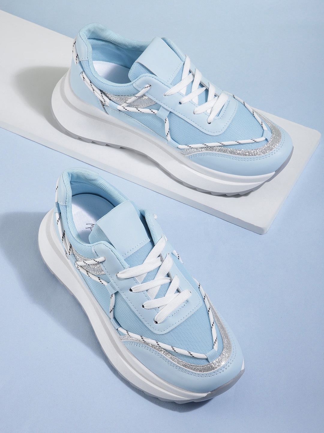 

Mast & Harbour Women Woven Design Sneakers, Blue