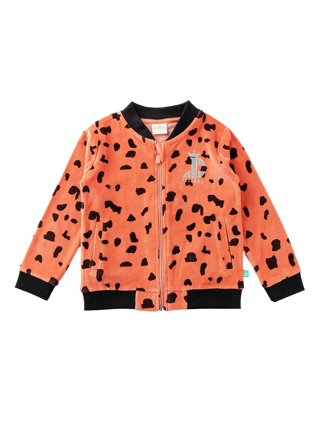 

JusCubs Girls Orange Black Lightweight Outdoor Cotton Bomber Jacket