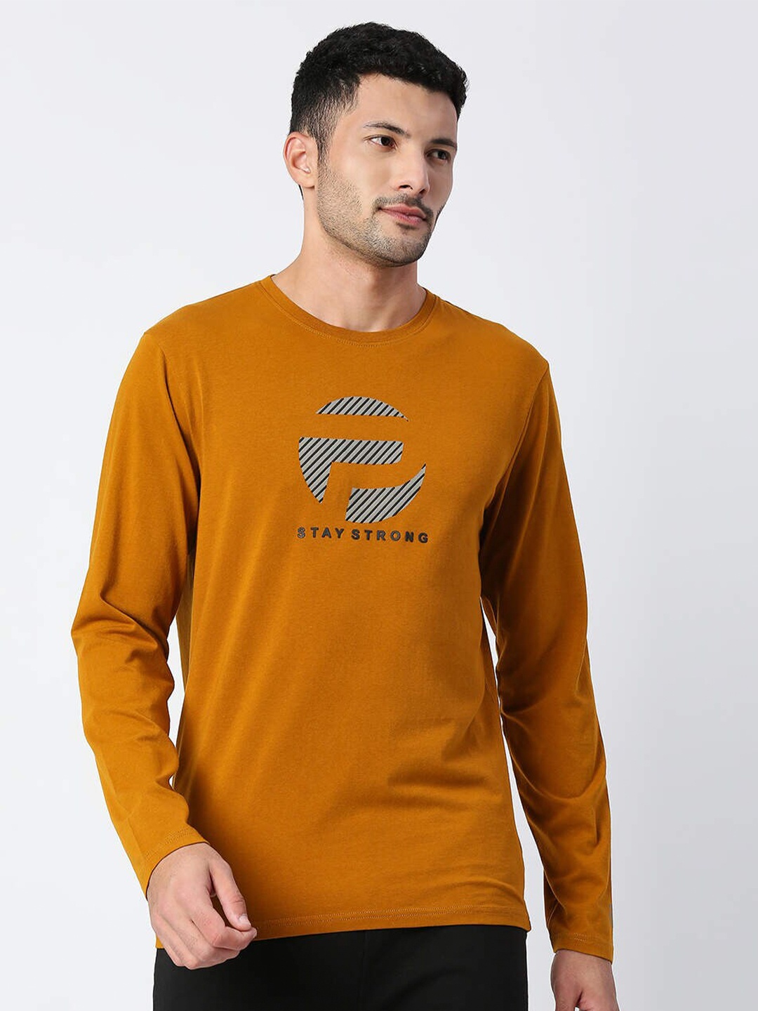 

Pepe Jeans Men Yellow Typography Printed Extended Sleeves Slim Fit T-shirt