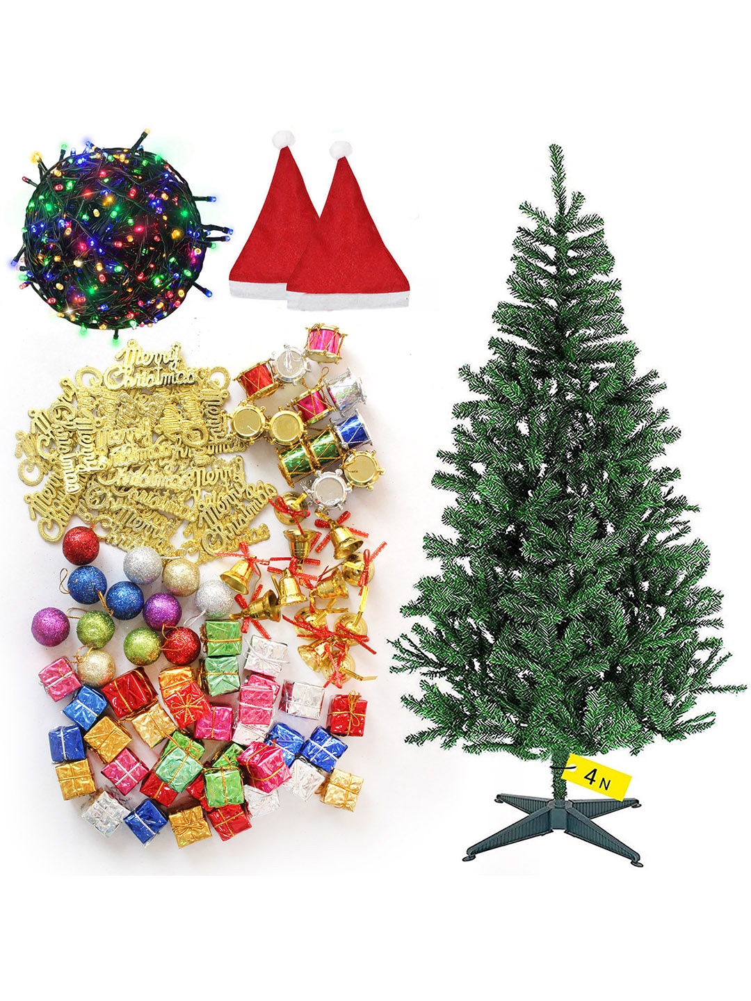 

TIED RIBBONS Green Christmas Artificial Tree 4ft with 101 Ornaments Decor