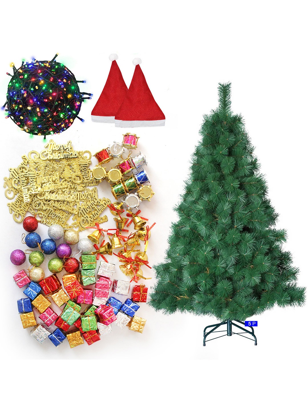 TIED RIBBONS Green Christmas Decor Artificial Pine Tree 5ft with 101 Ornaments