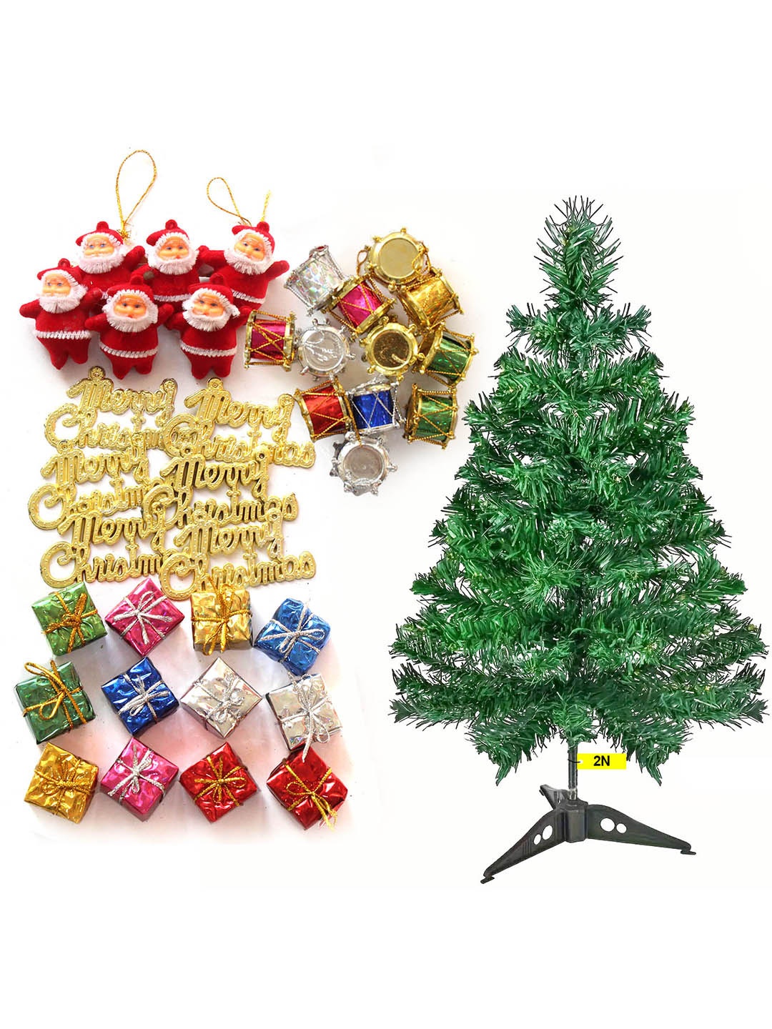 

TIED RIBBONS Green Artificial Tree with 54 Ornaments Props Christmas Decor