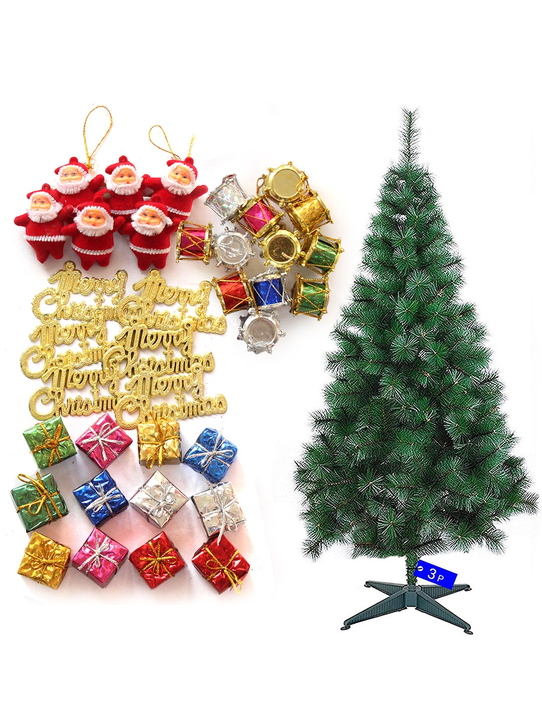 

TIED RIBBONS Green Christmas Decor Artificial Pine Tree 3ft with 54 Ornaments