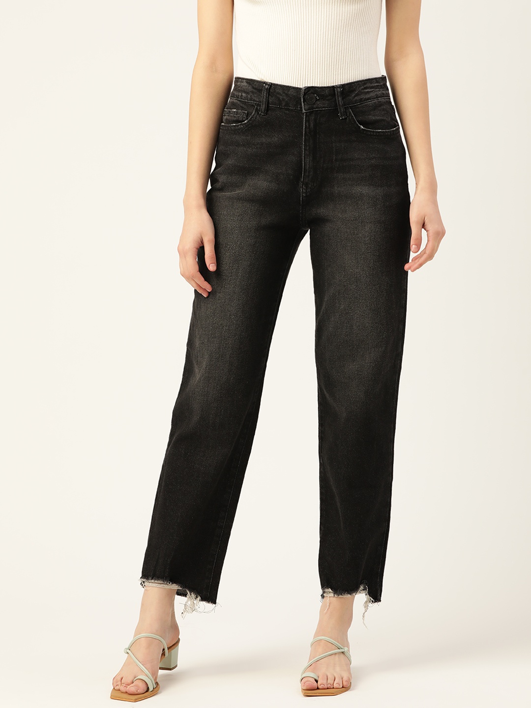 

Malachi Women Black Straight Fit High-Rise Light Fade Jeans