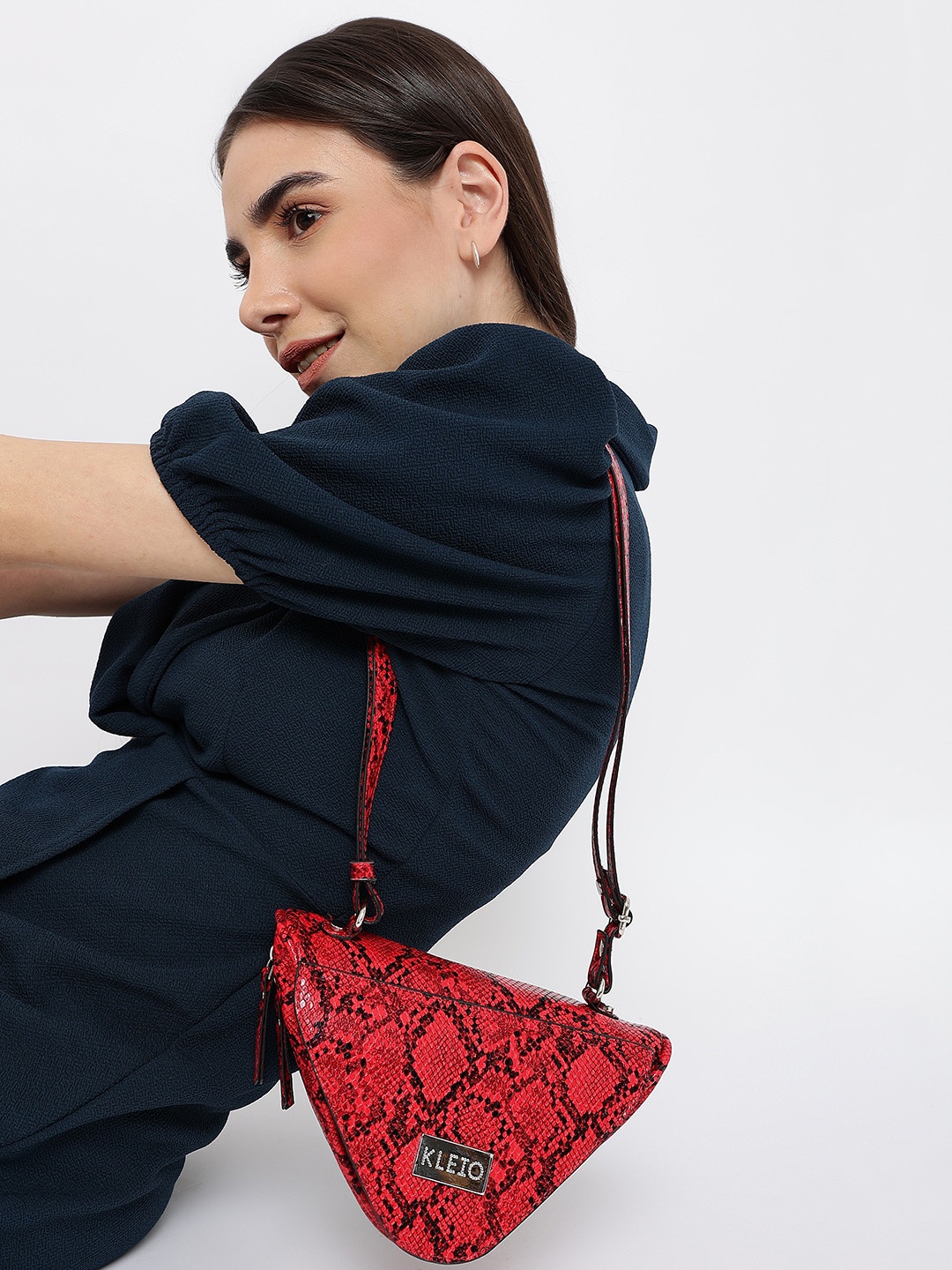 

KLEIO Triangle Shaped Sling Cross Body Bag, Red