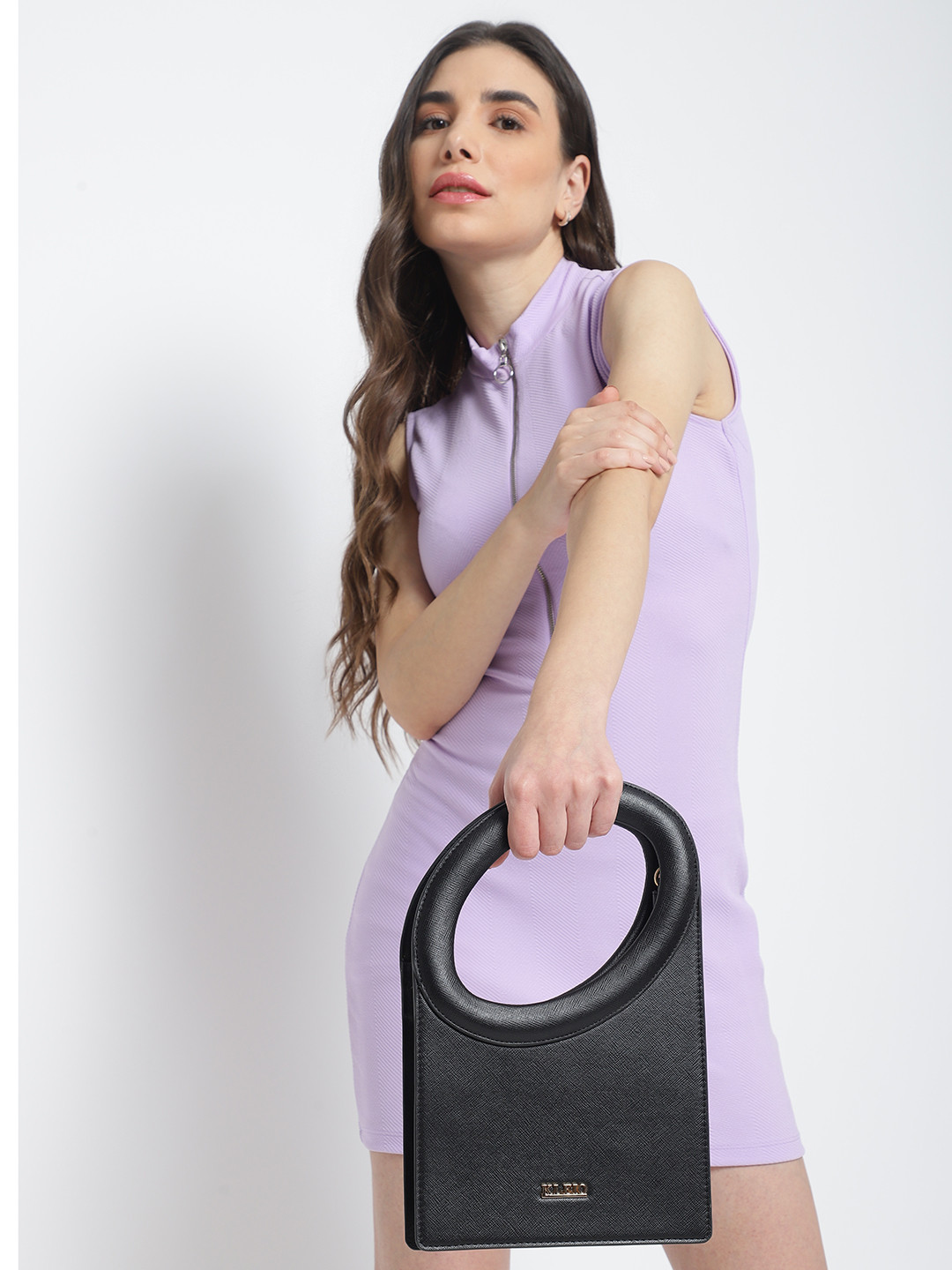 

KLEIO Scupltural Shaped Top Handle Handbag, Black