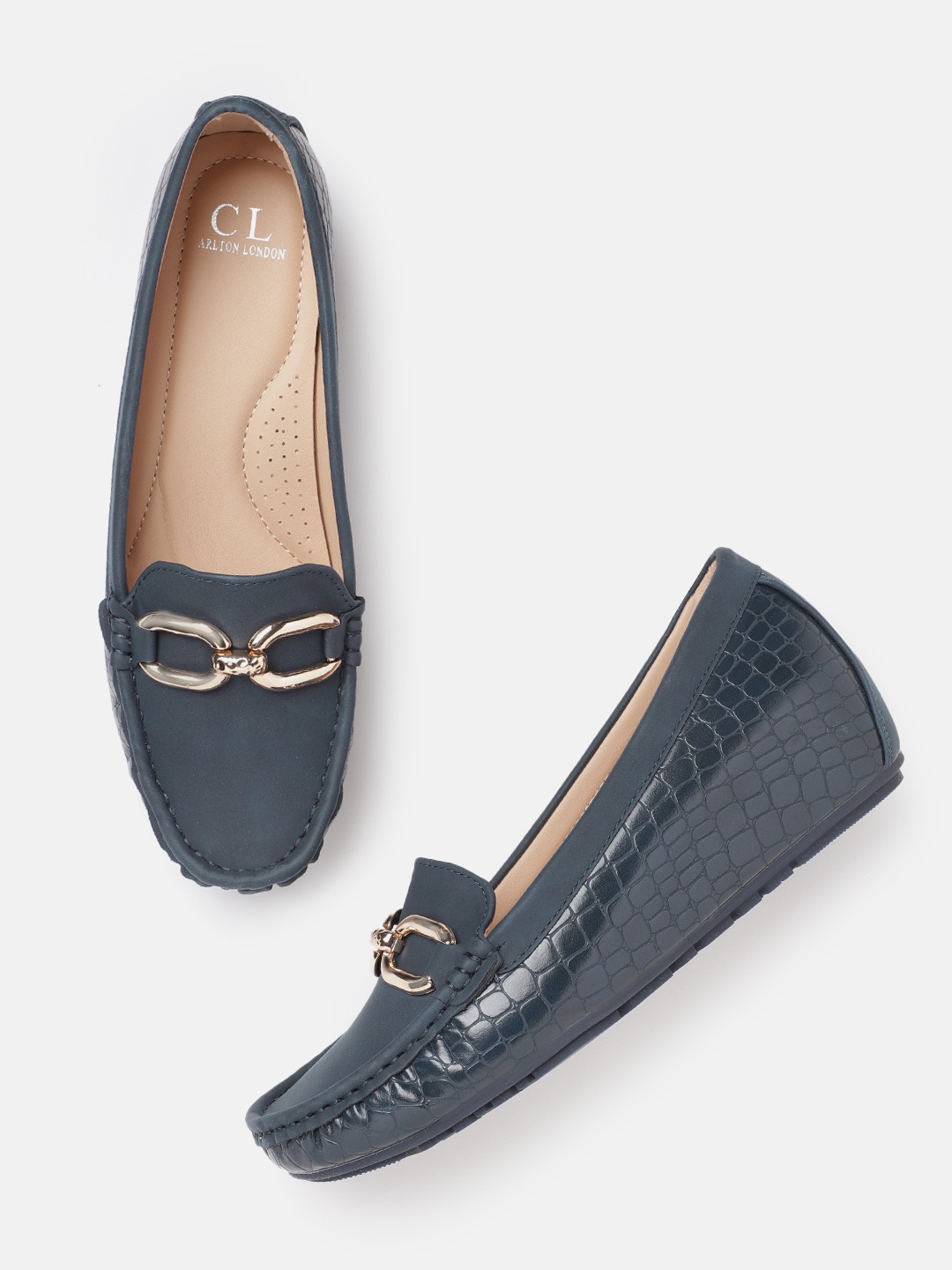 

Carlton London Women Textured Loafers, Navy blue