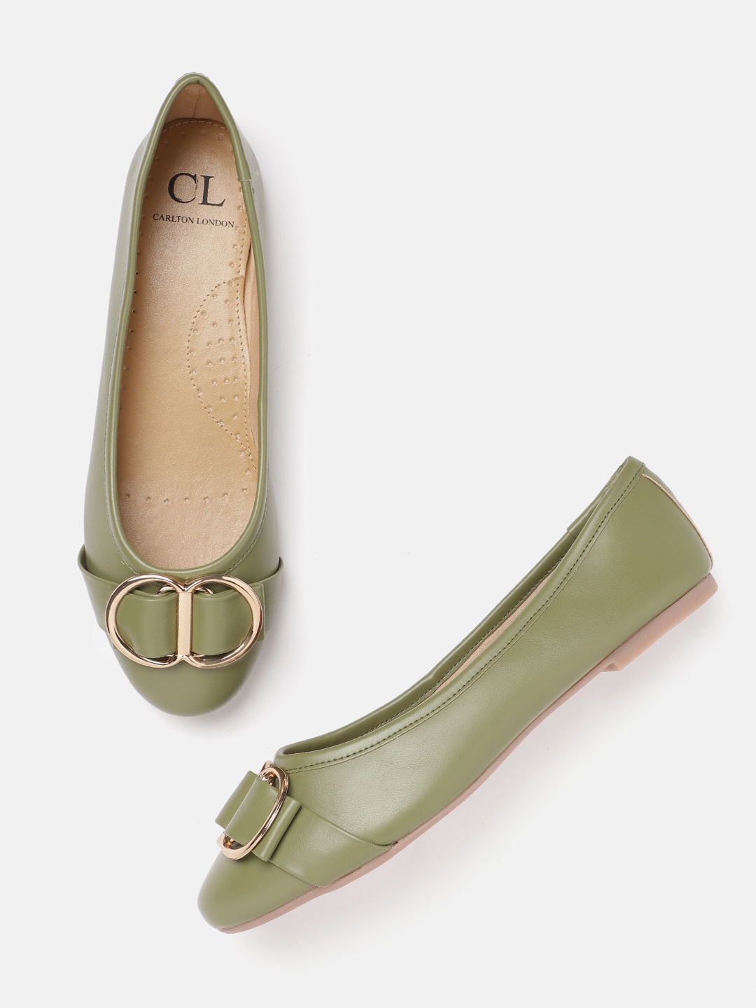 

Carlton London Women Ballerinas with Buckle Detail, Olive