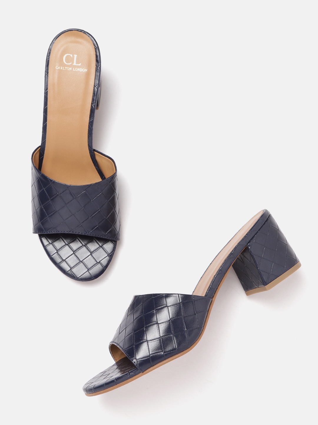 

Carlton London Textured Block Heel Sandals, Navy blue