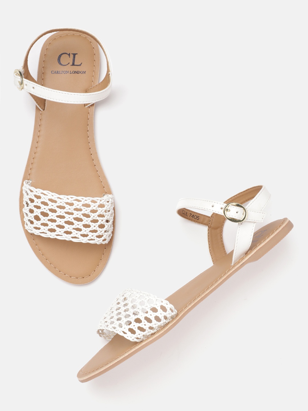 

Carlton London Women Woven Design Open Toe Flats, White