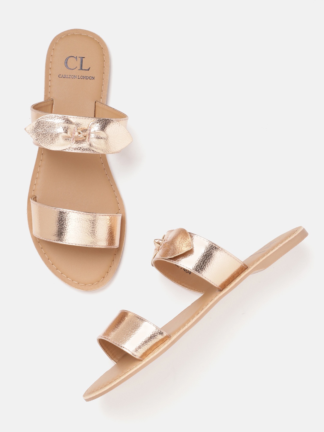 

Carlton London Women Open Toe Flats With Knot Detail, Rose gold