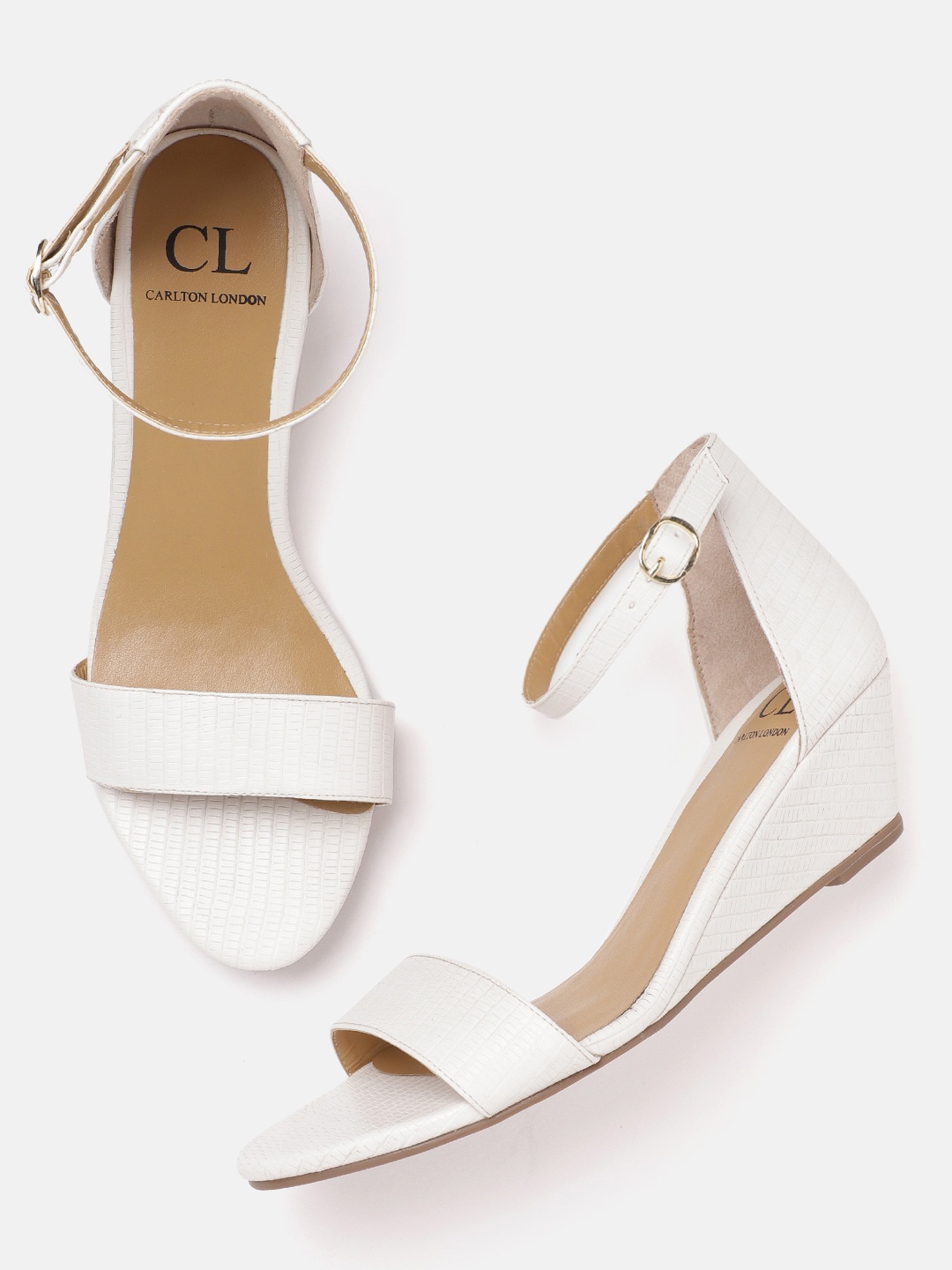 

Carlton London Textured Wedge Sandals, White