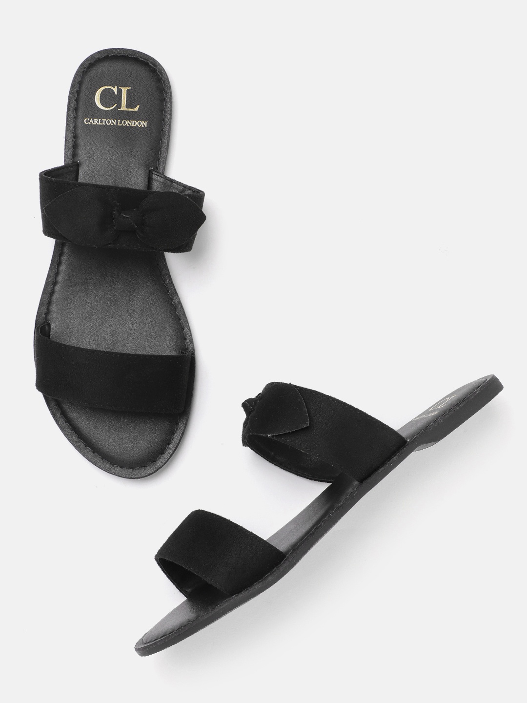 

Carlton London Women Open Toe Flats With Knot Detail, Black